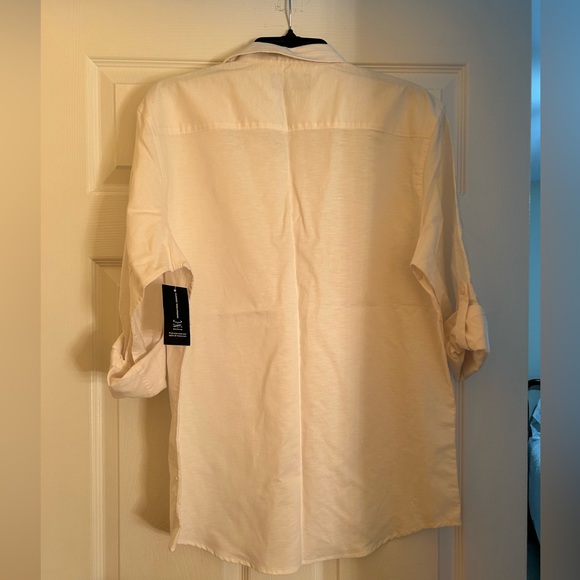 NWT Men’s INC casual button down; Color; Ivory/ White; Size M; - Picture 2 of 3